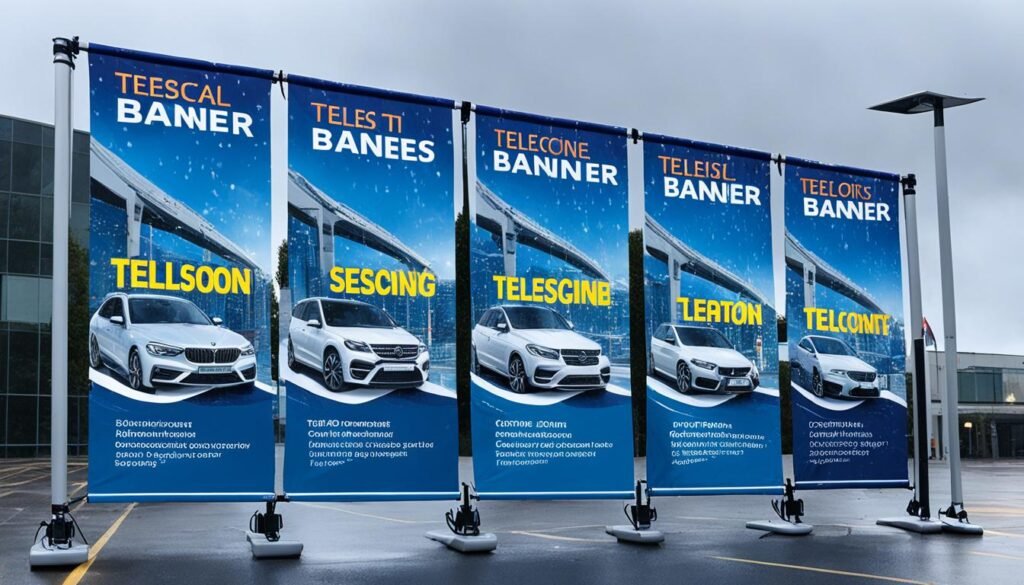 Durable telescopic banners withstanding adverse weather conditions Durable telescopic banners withstanding adverse weather conditions